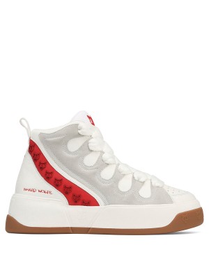 Naked Wolfe King Leren Sneakers Heren Wit Rood | WAL1478AR