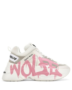 Naked Wolfe Track Logo Sneakers Dames Wit Roze | LUE393AY