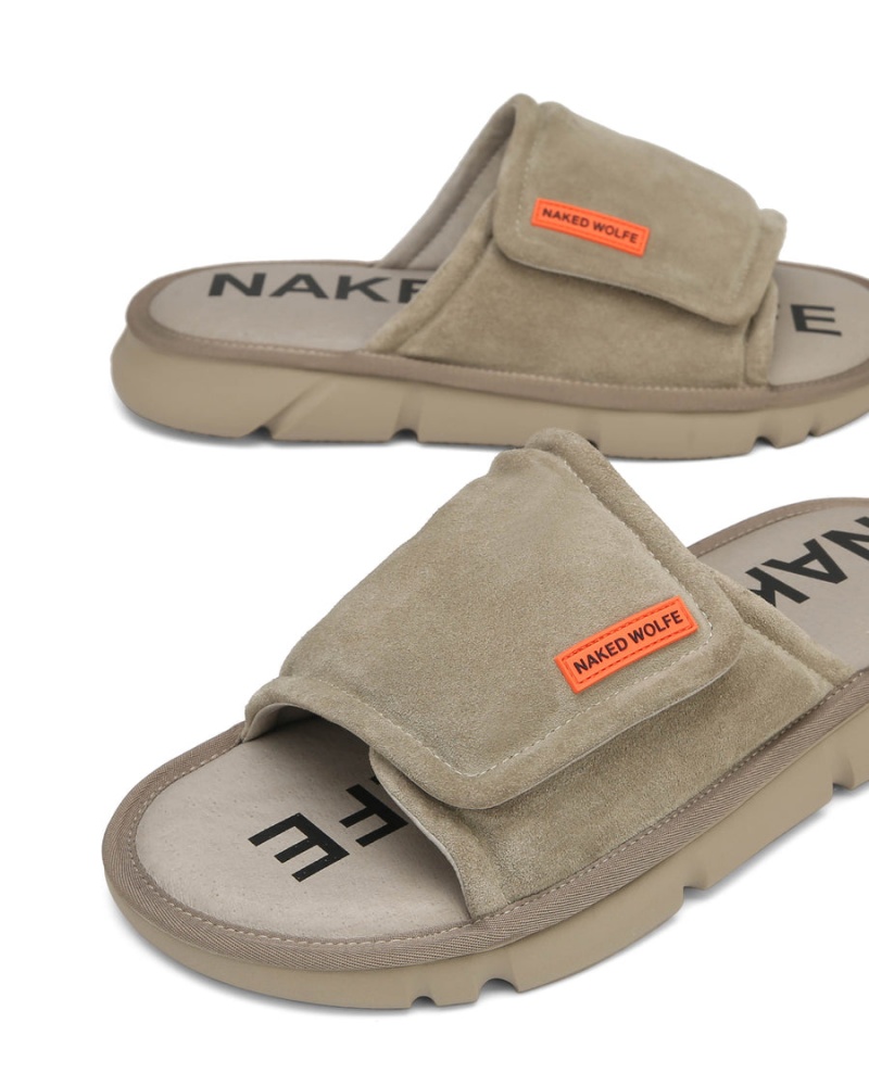 Naked Wolfe Alaska Suede Badeslippers Heren Grijs Bruin | TMD9336HU