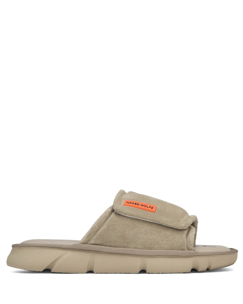 Naked Wolfe Alaska Suede Badeslippers Heren Grijs Bruin | TMD9336HU