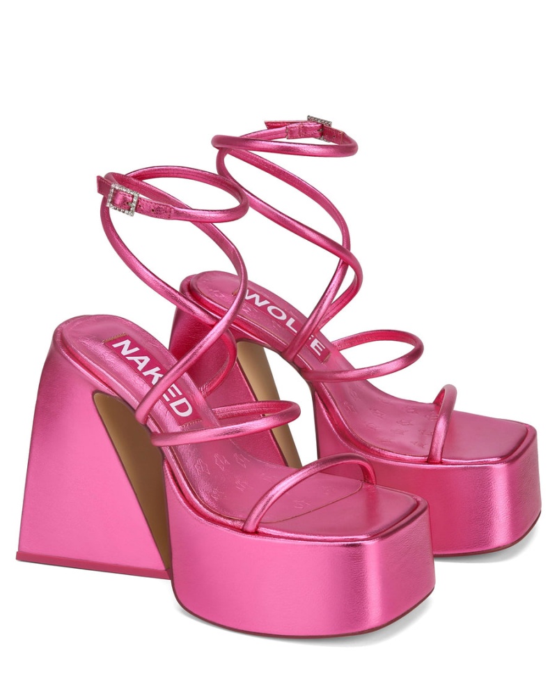 Naked Wolfe Angel Metallic Hakken Sandalen Dames Roze | LZF159XG