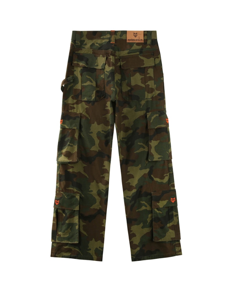 Naked Wolfe Baggy Pocket Cargo Broek Heren Groen Zwart | NFR7844BG