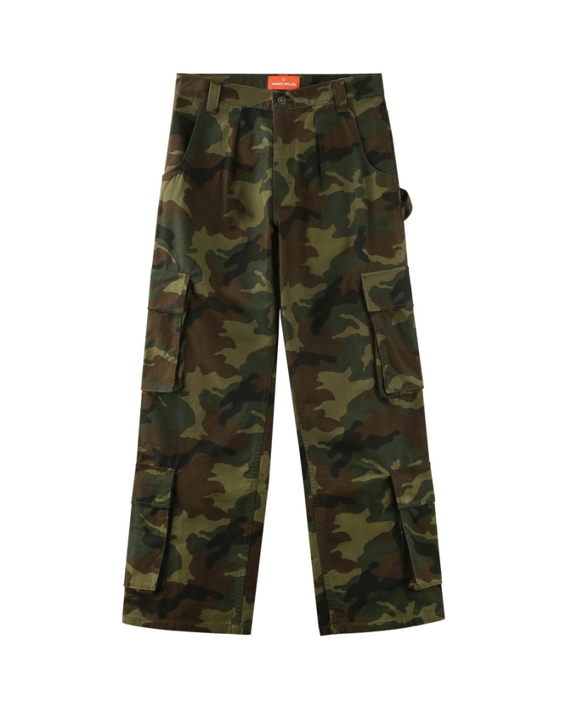 Naked Wolfe Baggy Pocket Cargo Broek Heren Groen Zwart | NFR7844BG