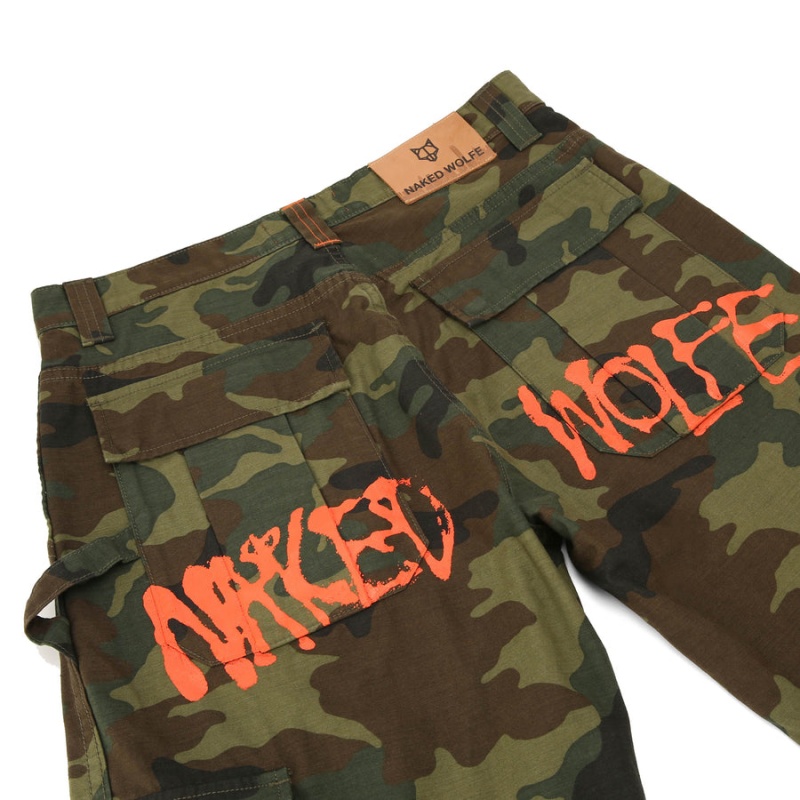 Naked Wolfe Baggy Pocket Cargo Logo Broek Heren Groen Zwart | ELB2318TZ