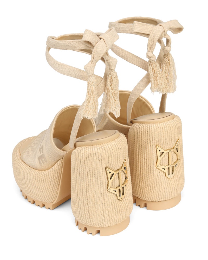 Naked Wolfe Beach Hakken Sandalen Dames Wit Beige | QBW8425PL