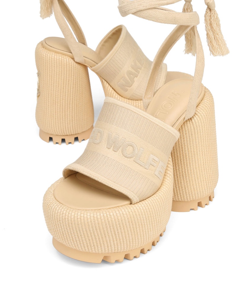 Naked Wolfe Beach Hakken Sandalen Dames Wit Beige | QBW8425PL