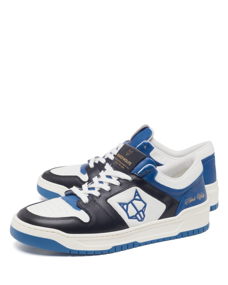 Naked Wolfe CM-01 Leren Sneakers Heren Blauw Zwart Wit | KRD7988PG