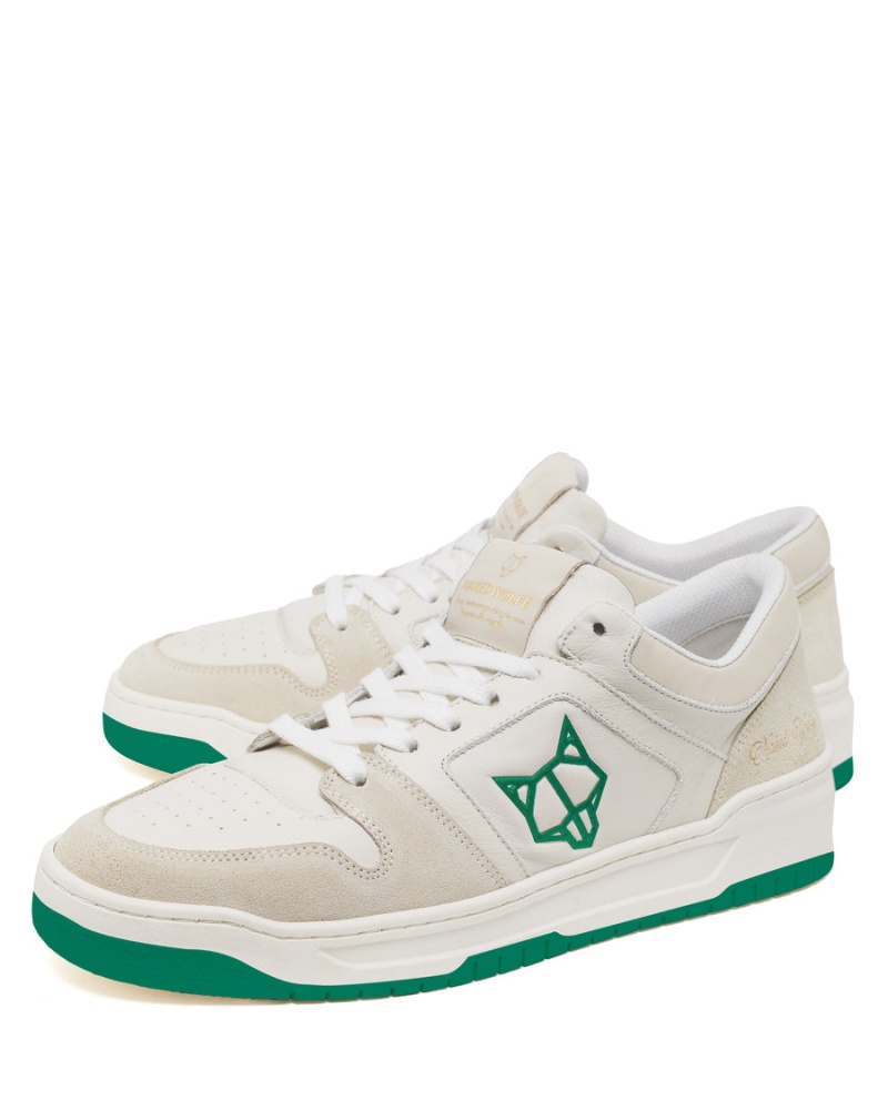 Naked Wolfe CM-01 Leren Suede Sneakers Heren Wit Groen | APU9667ZA