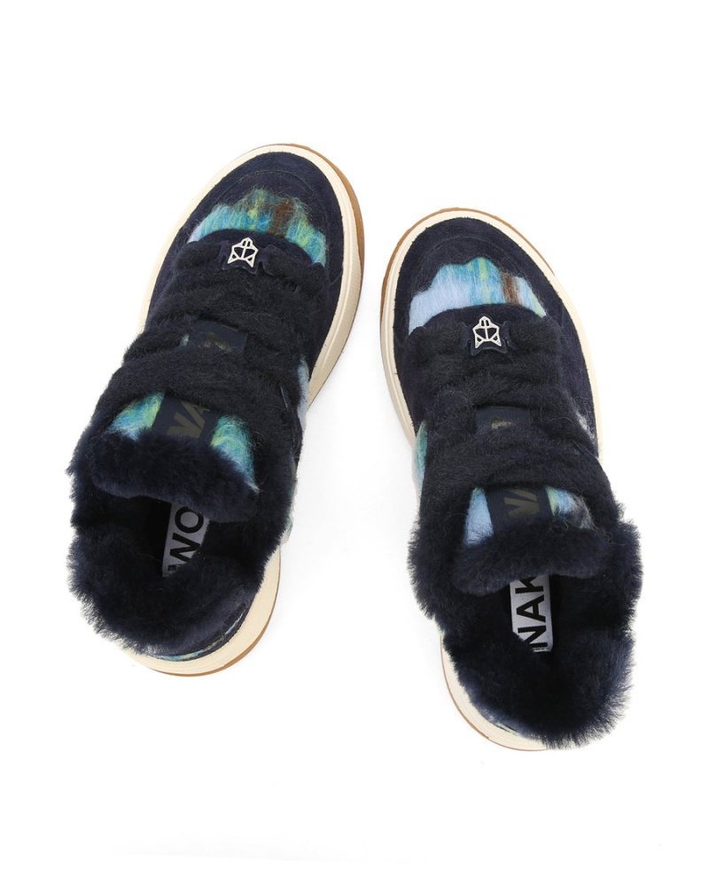 Naked Wolfe Crash Hairy Cow Suede Wol Sneakers Dames Donkerblauw | DWM5812IB