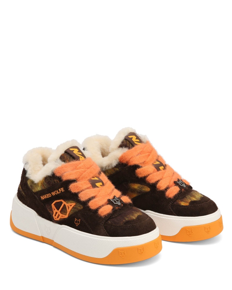 Naked Wolfe Crash Hairy Cow Suede Wol Sneakers Dames Oranje | KVO6045IV