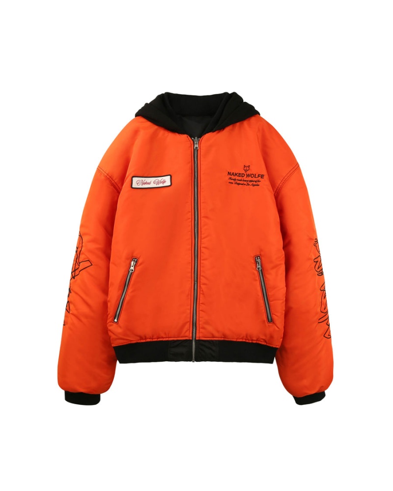 Naked Wolfe Double Sided Bomber Jassen Heren Zwart Oranje | YIW7413OI