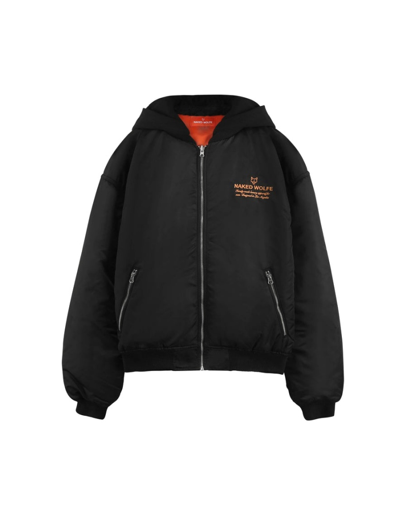 Naked Wolfe Double Sided Bomber Jassen Heren Zwart Oranje | YIW7413OI