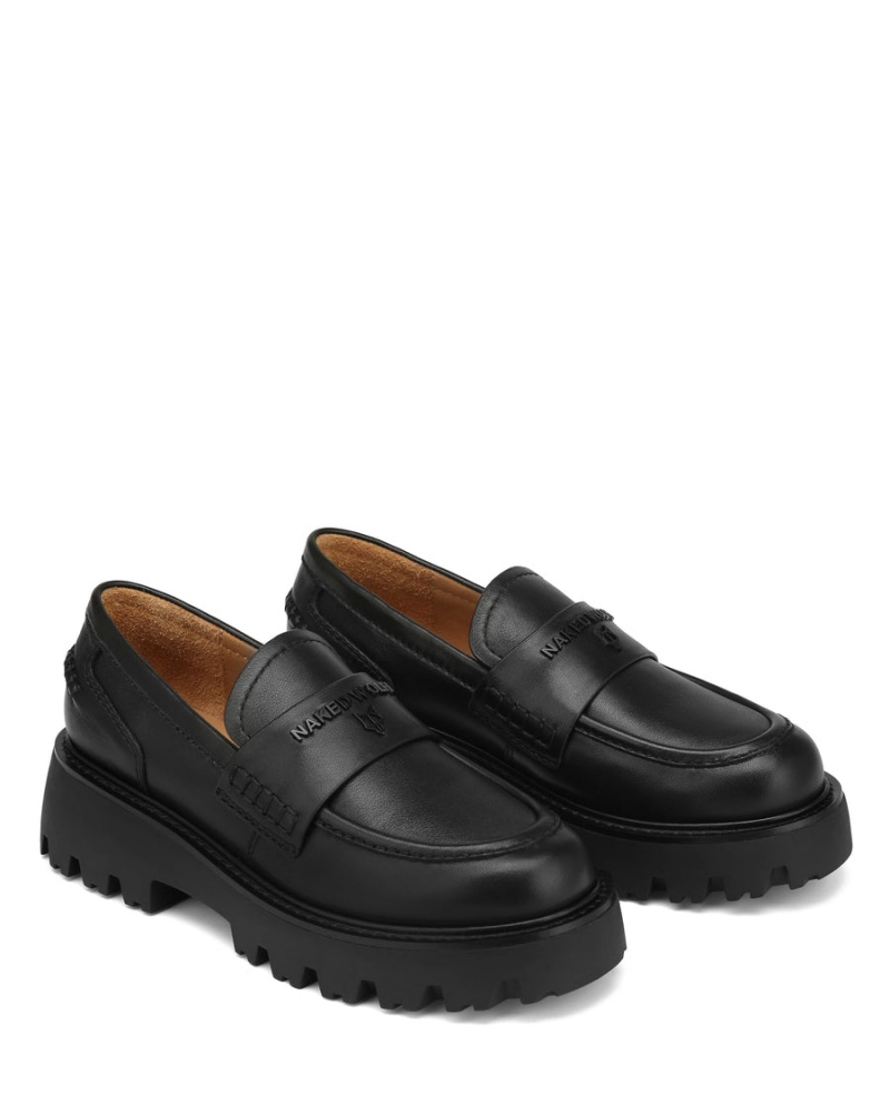 Naked Wolfe Flawed Leren Loafers Dames Zwart | VKE1357DL