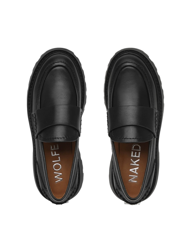 Naked Wolfe Flawless Leren Loafers Dames Zwart | DGV1110ES