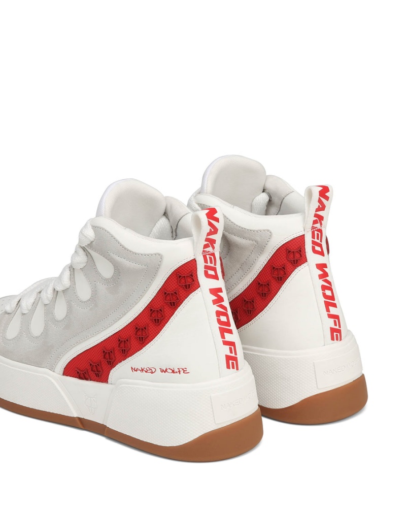 Naked Wolfe King Leren Sneakers Heren Wit Rood | WAL1478AR