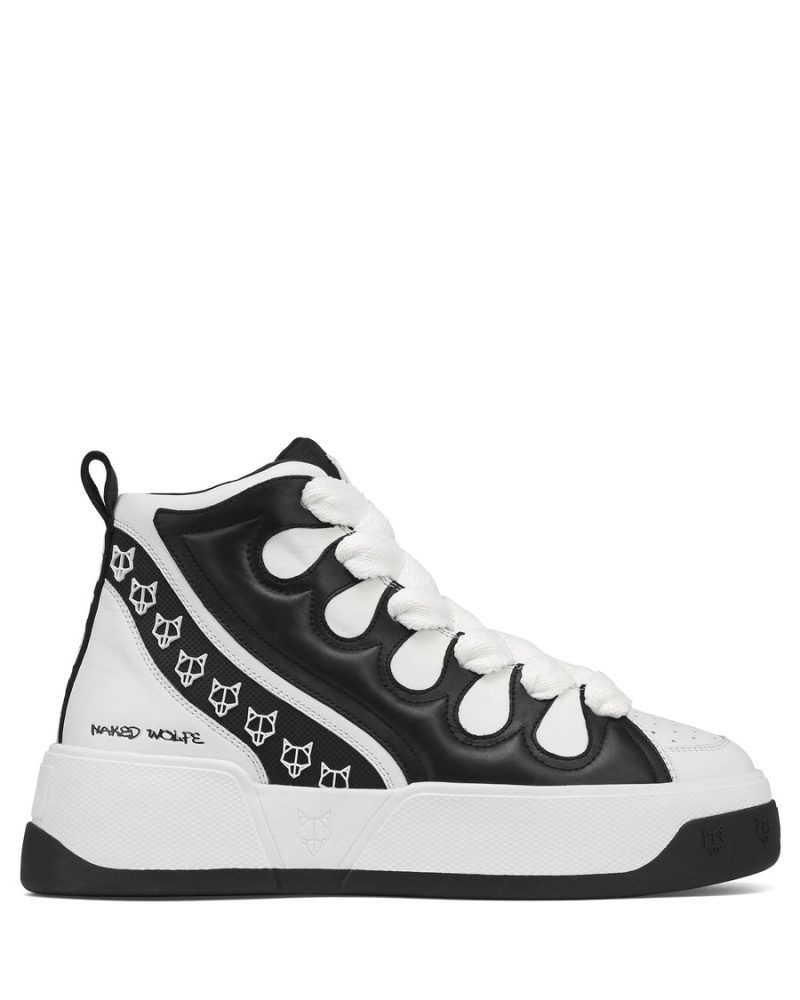 Naked Wolfe King Leren Sneakers Heren Zwart Wit | GDM1118DD