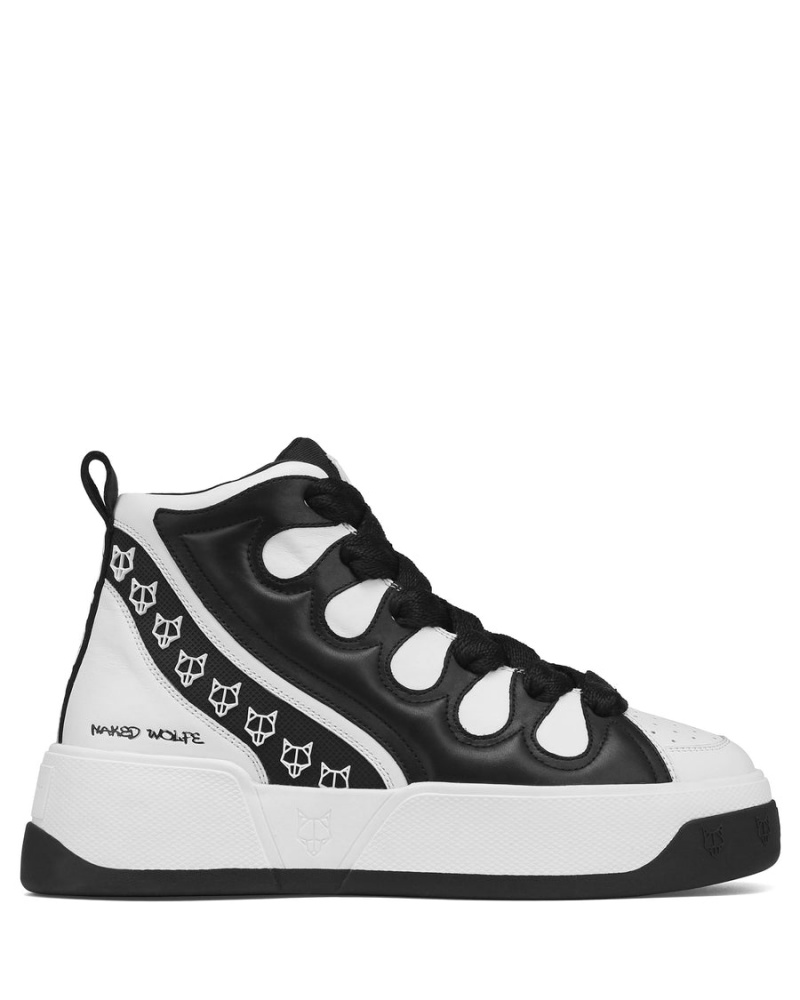 Naked Wolfe King Leren Sneakers Heren Zwart Wit | GDM1118DD