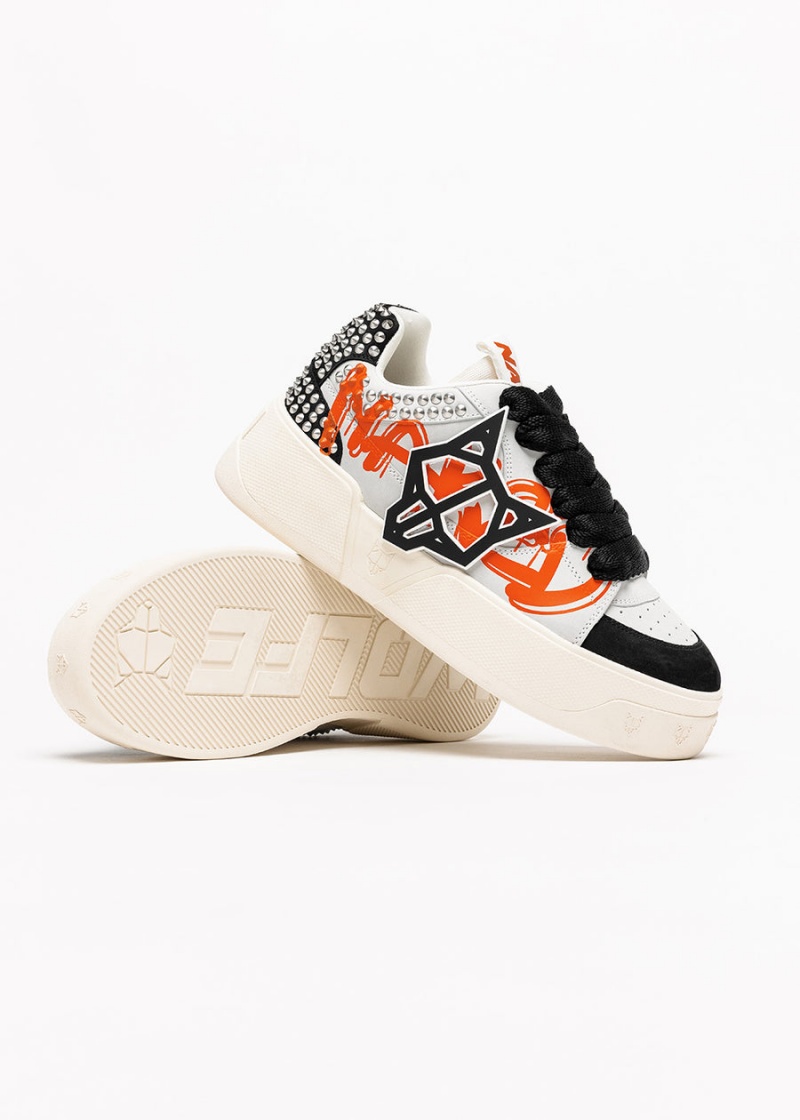 Naked Wolfe Kosa Sneakers Heren Zwart Wit Oranje | GVK6070YM