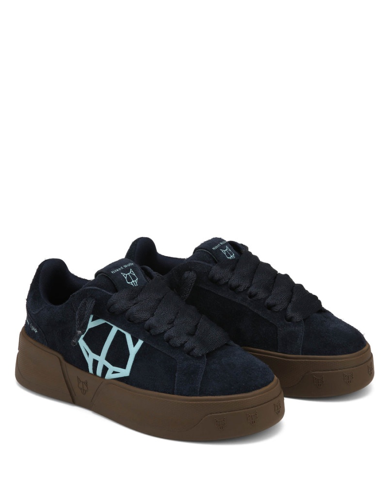 Naked Wolfe Kray Hairy Cow Suede Sneakers Heren Donkerblauw | YHY4431XM