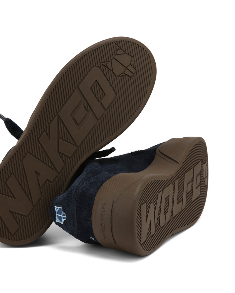 Naked Wolfe Kray Hairy Cow Suede Sneakers Heren Donkerblauw | YHY4431XM