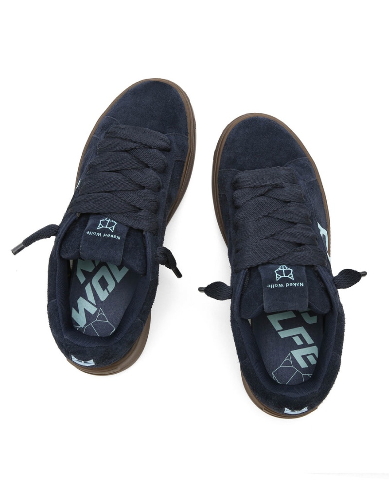 Naked Wolfe Kray Hairy Cow Suede Sneakers Heren Donkerblauw | YHY4431XM