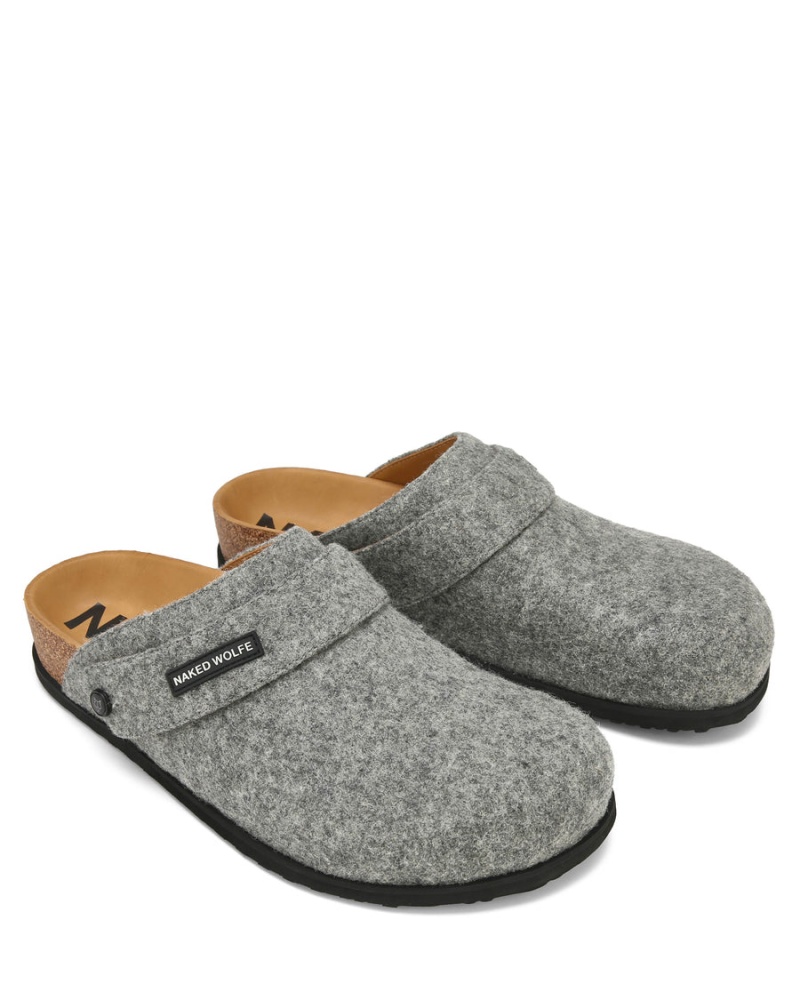 Naked Wolfe Malta Felt Pantoffels Heren Grijs | XFK5096SU