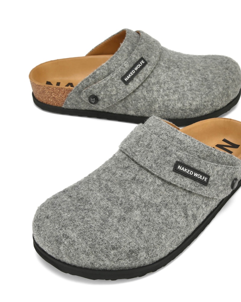 Naked Wolfe Malta Felt Pantoffels Heren Grijs | XFK5096SU