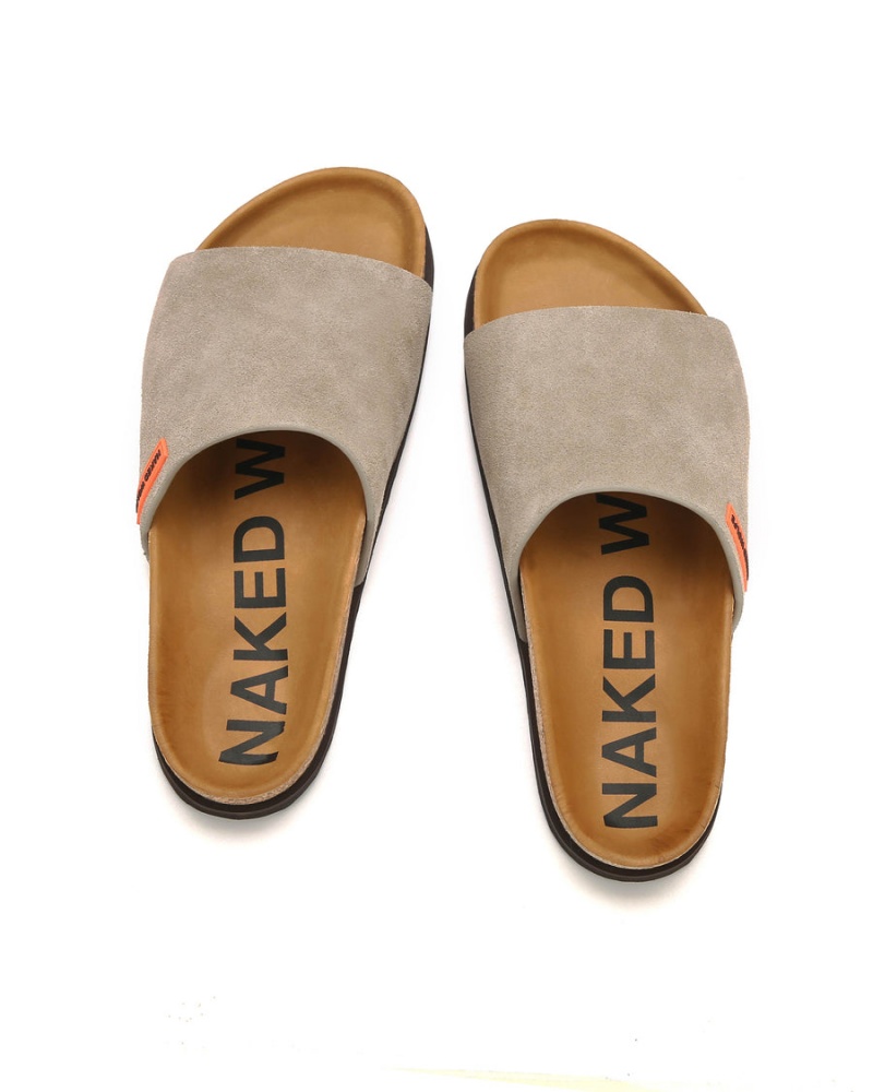 Naked Wolfe Moody Suede Badeslippers Heren Grijs Bruin | NBV541HQ