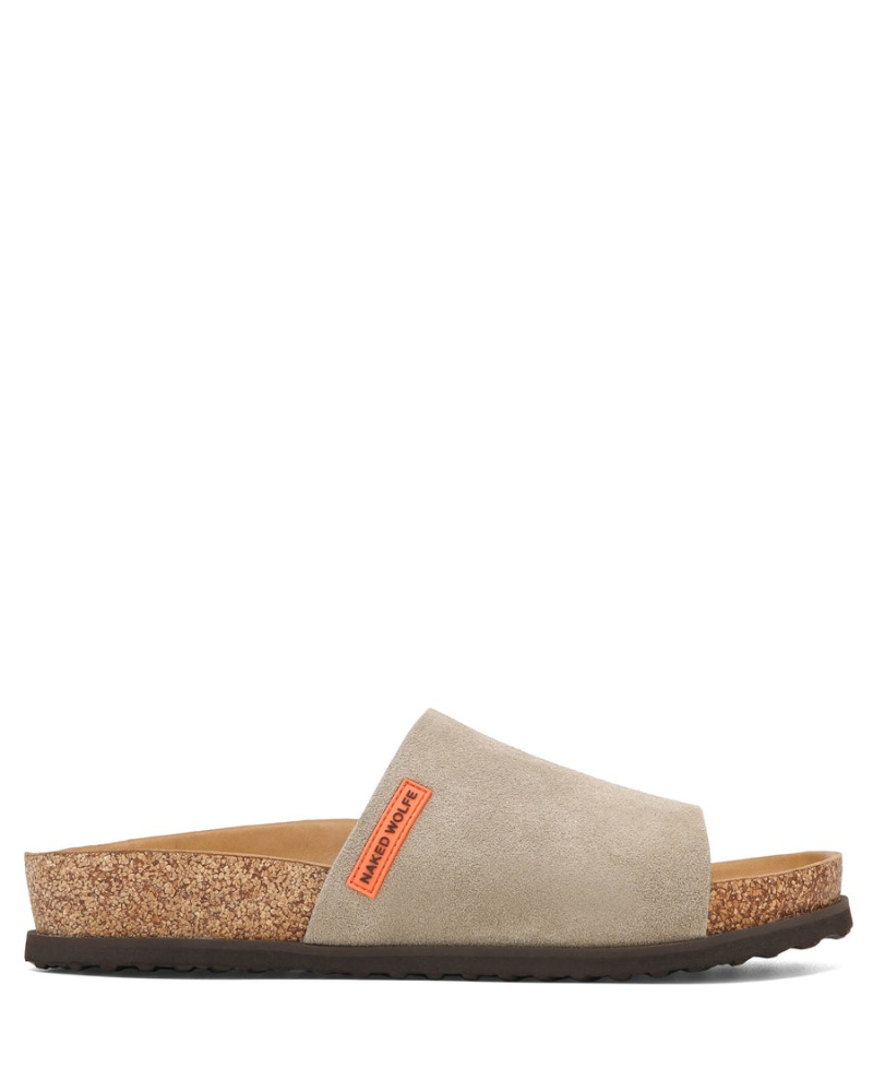 Naked Wolfe Moody Suede Badeslippers Heren Grijs Bruin | NBV541HQ