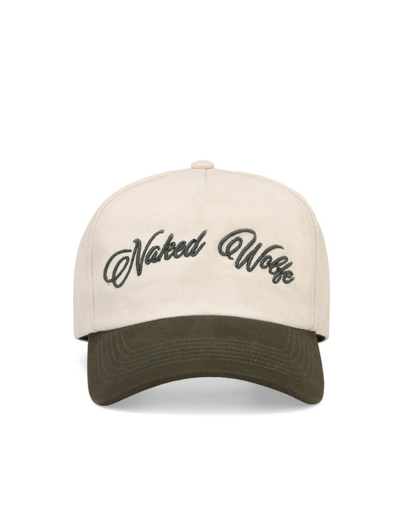 Naked Wolfe Signature Unconstructed Caps Heren Beige Wit Groen | EAM6172MX