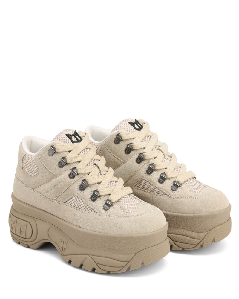 Naked Wolfe Slash Kid Suede Sneakers Dames Lichtkhaki | HUS2721IP