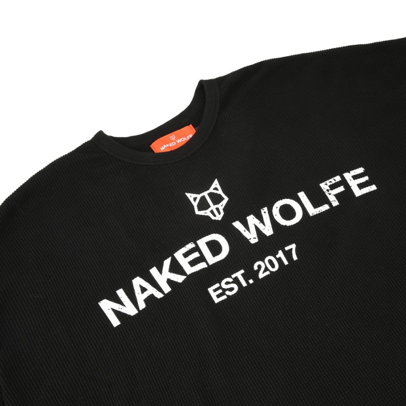 Naked Wolfe Thermal Sweatshirts Heren Zwart | GUJ6612FZ