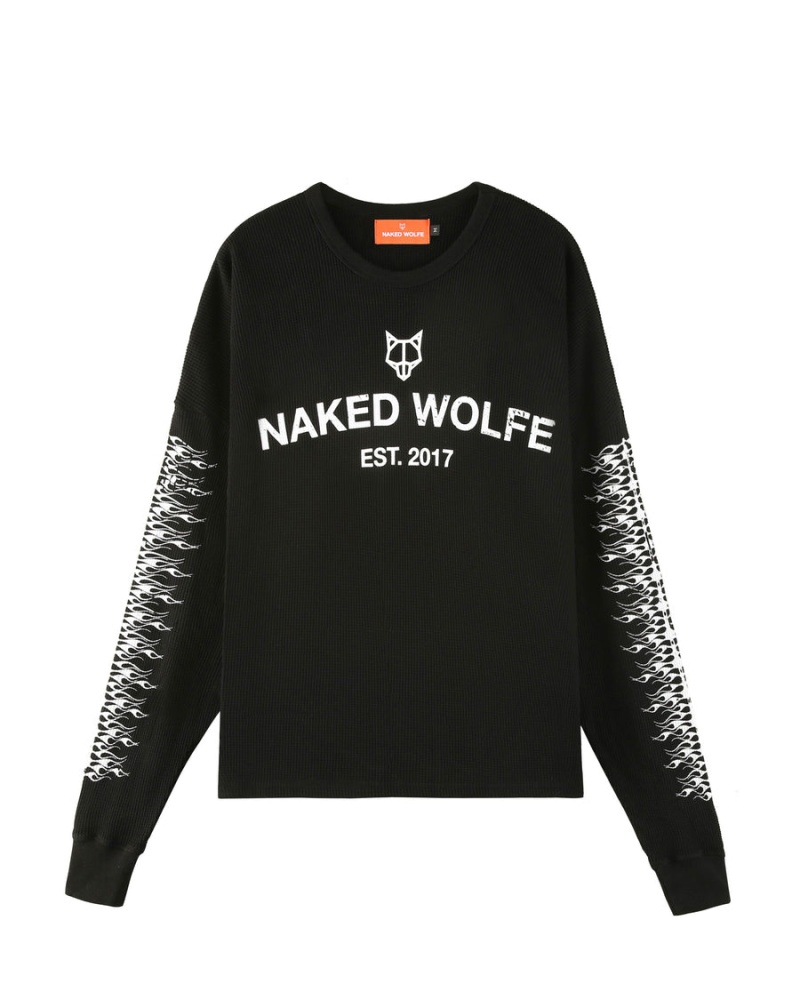 Naked Wolfe Thermal Sweatshirts Heren Zwart | GUJ6612FZ