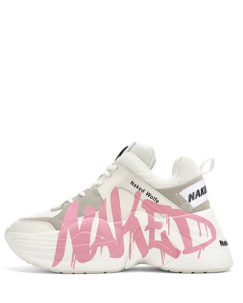 Naked Wolfe Track Logo Sneakers Dames Wit Roze | LUE393AY