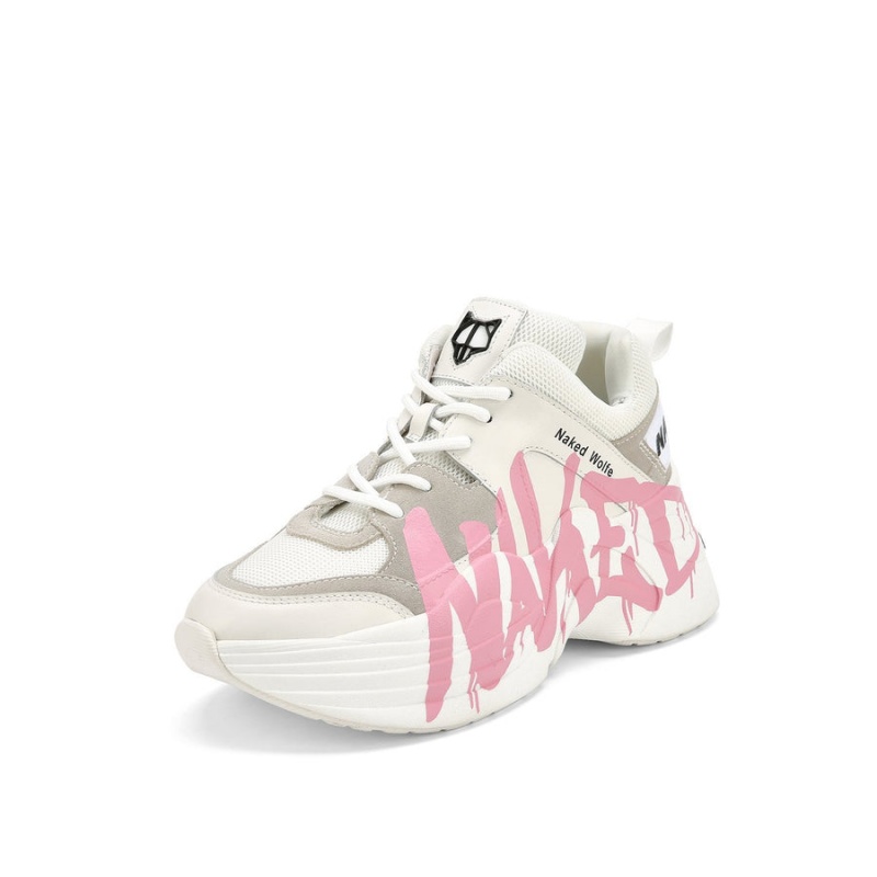 Naked Wolfe Track Logo Sneakers Dames Wit Roze | LUE393AY