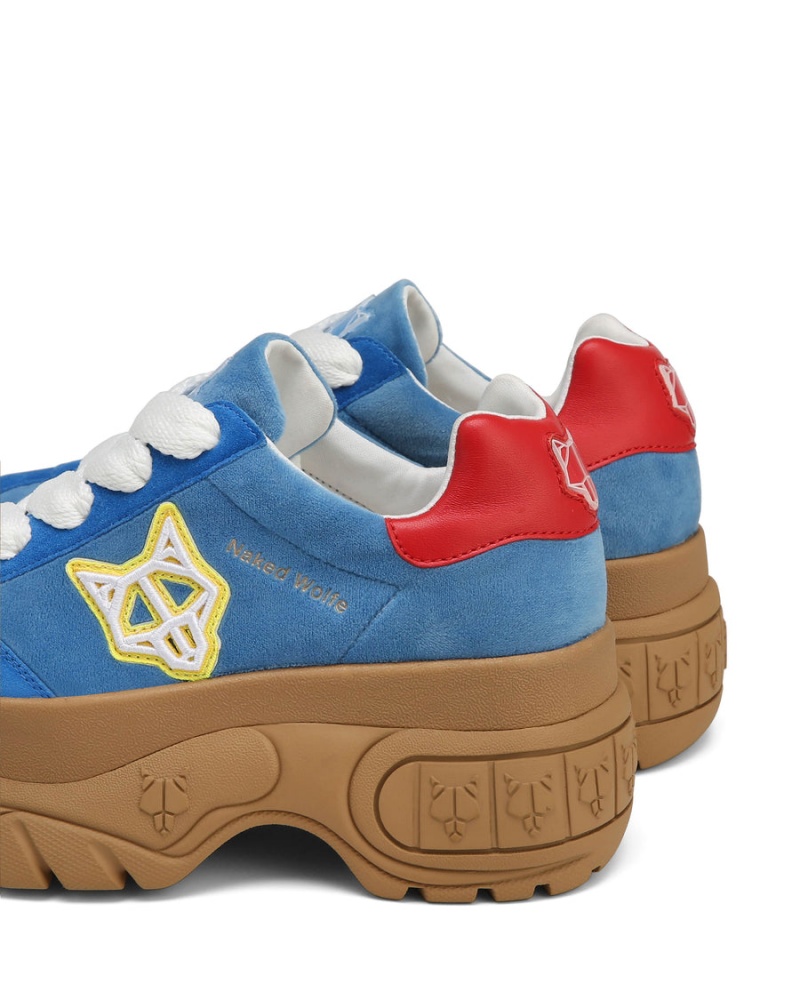 Naked Wolfe Warrior Velvet Sneakers Dames Blauw Rood | HUE6144DZ