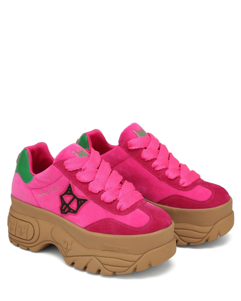 Naked Wolfe Warrior Velvet Sneakers Dames Roze Groen | WXC4044NL