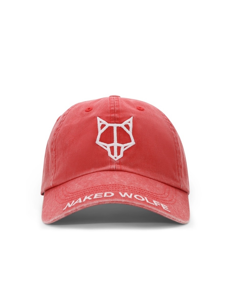 Naked Wolfe Washed Baseball Caps Dames Rood Wit | DYN1534MH